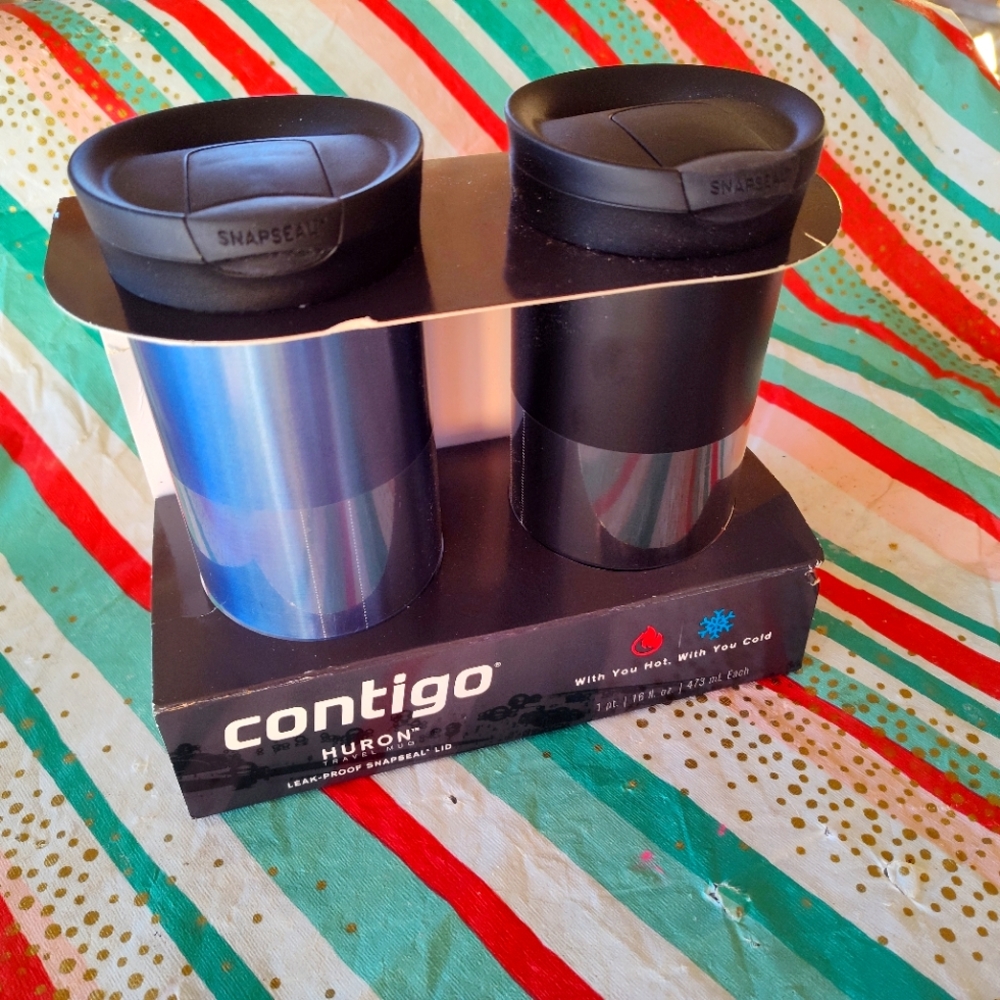 New Blue and Black Contigo Huron Travel Mugs